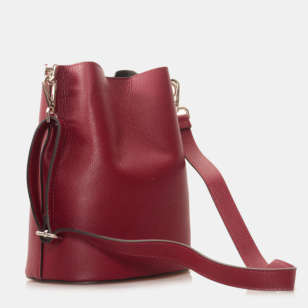 Borsa Secchiello con Tracolla VIAVERDI in Pelle Bordeaux Made in Italy linea Capalbio - Image 6