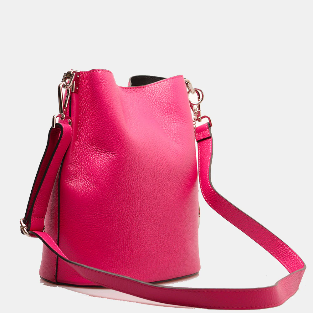 Borsa Secchiello con Tracolla VIAVERDI in Pelle Fucsia Made in Italy linea Capalbio - Image 6