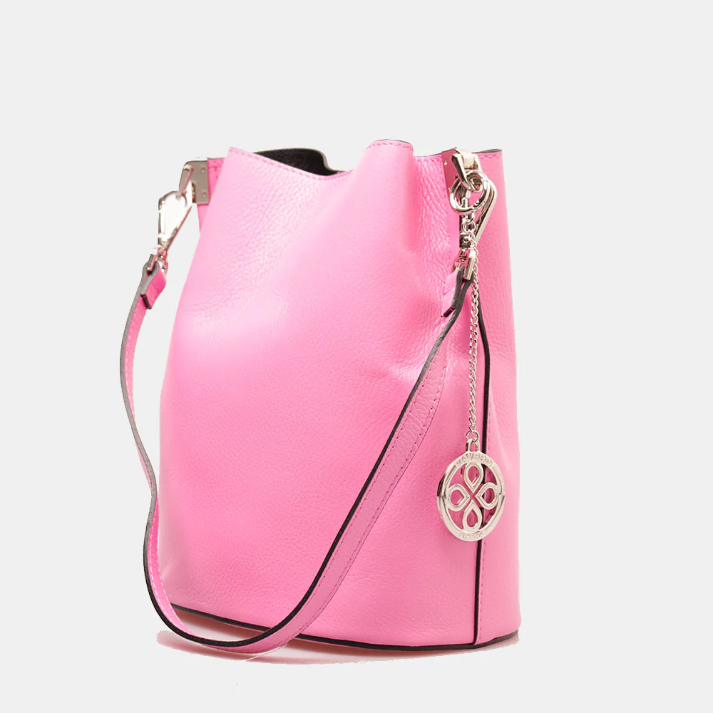 Borsa Secchiello con Tracolla VIAVERDI in Pelle Rosa Made in Italy linea Capalbio - Image 3