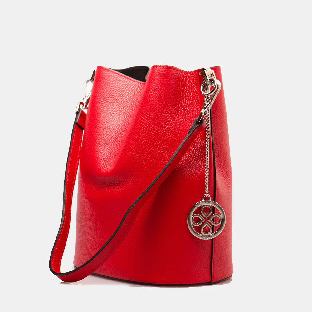 Borsa Secchiello con Tracolla VIAVERDI in Pelle Rossa Made in Italy linea Capalbio - Image 3