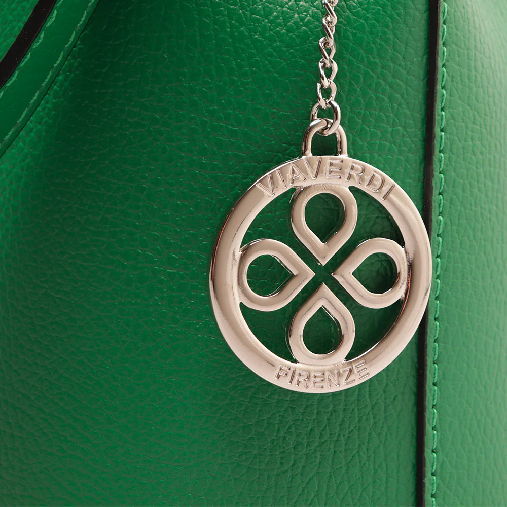 Borsa Secchiello con Tracolla VIAVERDI in Pelle Verde Made in Italy linea Capalbio - Image 5
