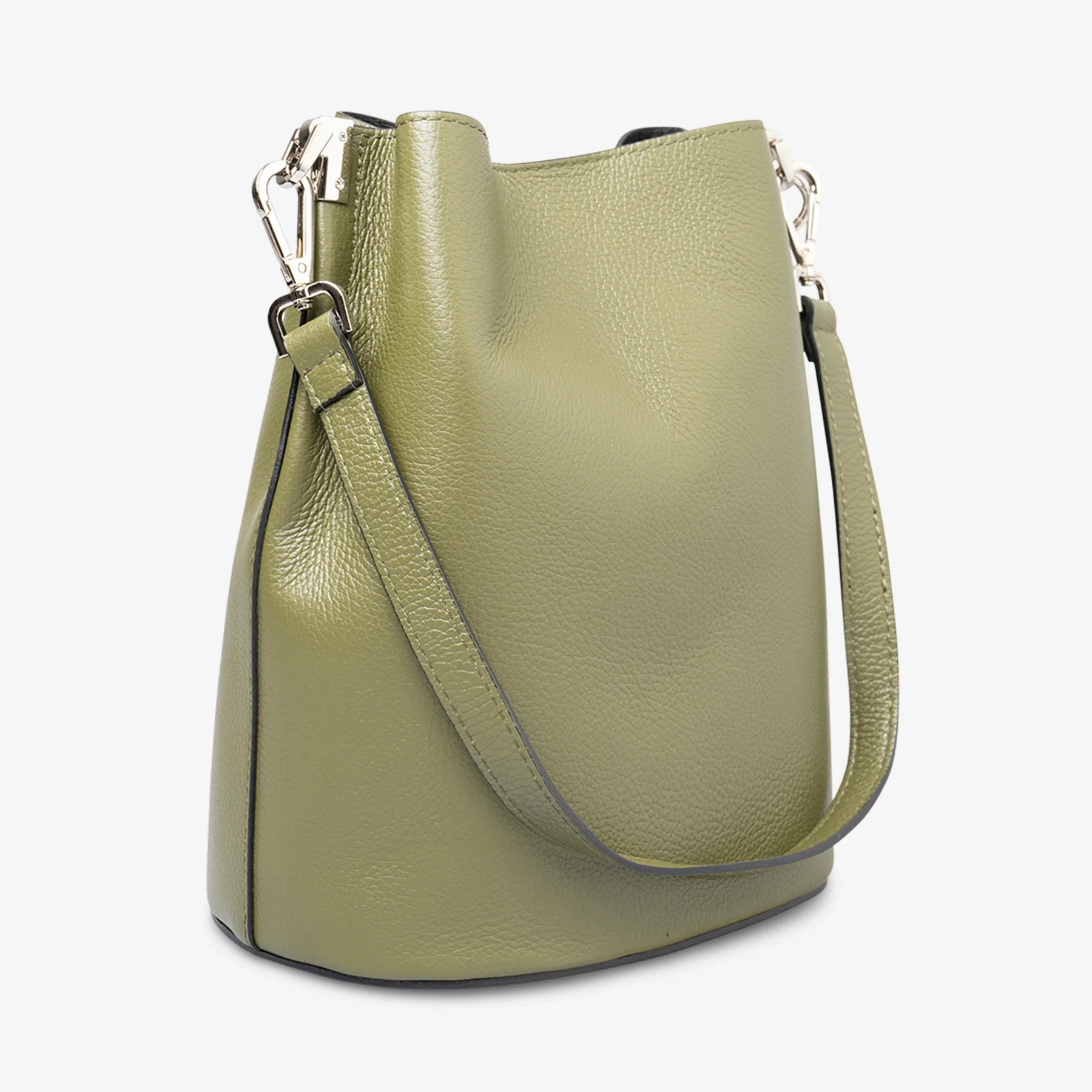 Borsa Secchiello con Tracolla VIAVERDI in Pelle Verde Made in Italy linea Capalbio - Image 4