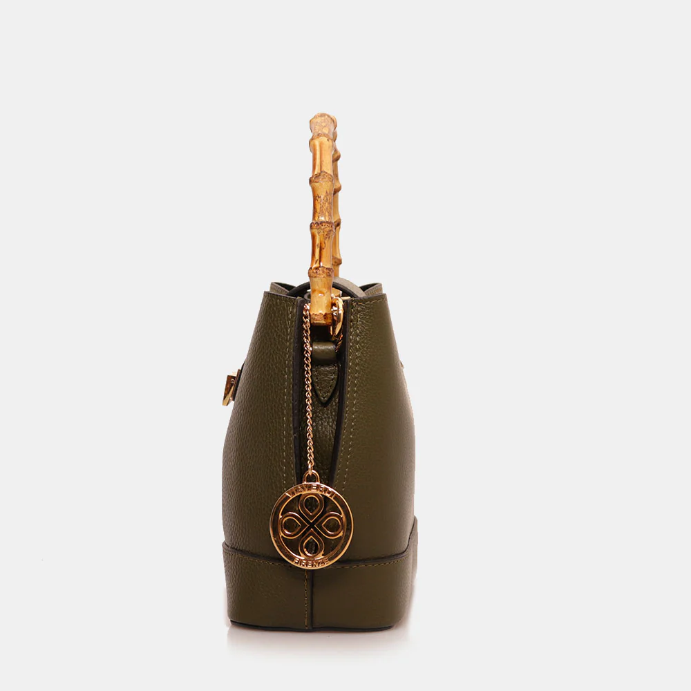 Borsa Secchiello Piccola VIAVERDI in Pelle Verde Made in Italy linea Volterra - Image 3