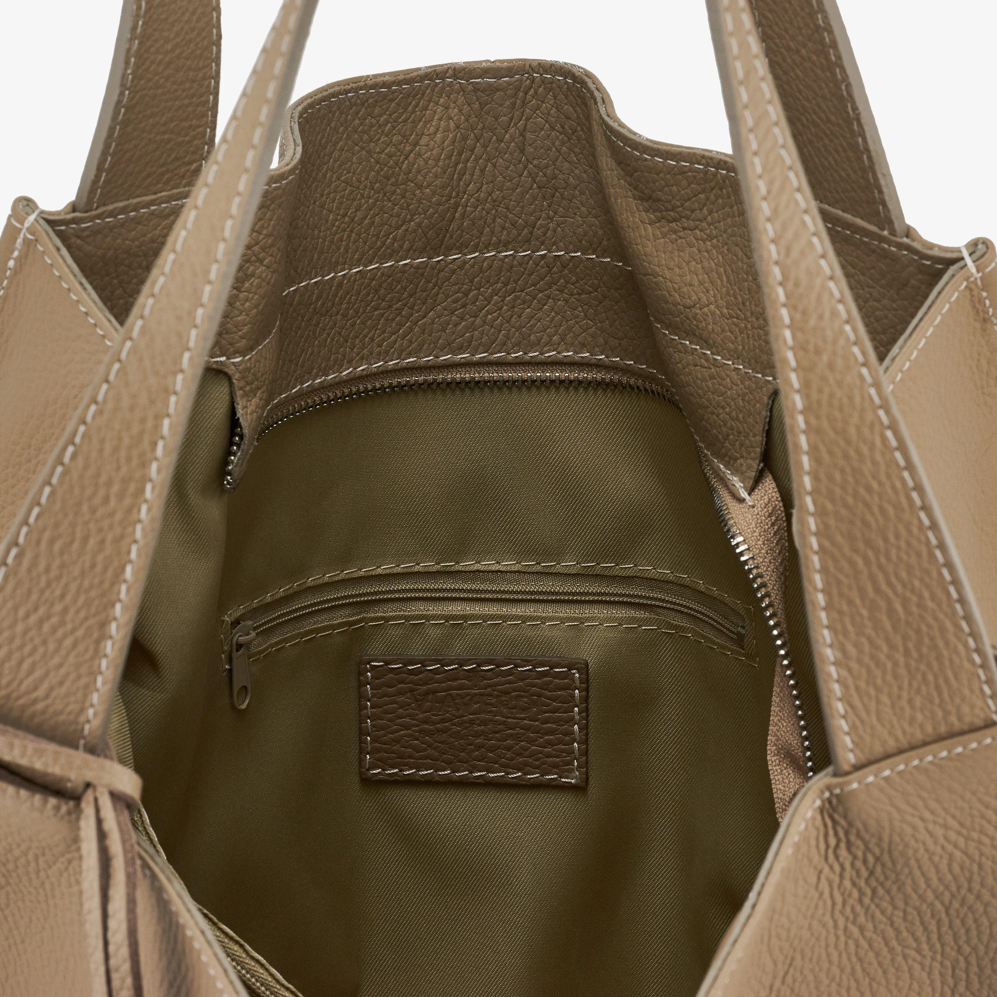 Borsa Tote in Pelle Beige VIAVERDI Made in Italy - Image 5