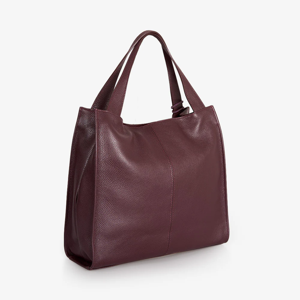 Borsa Tote in Pelle Bordeaux VIAVERDI Made in Italy - Image 3