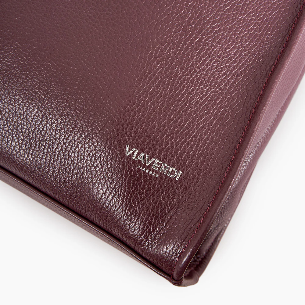 Borsa Tote in Pelle Bordeaux VIAVERDI Made in Italy - Image 5