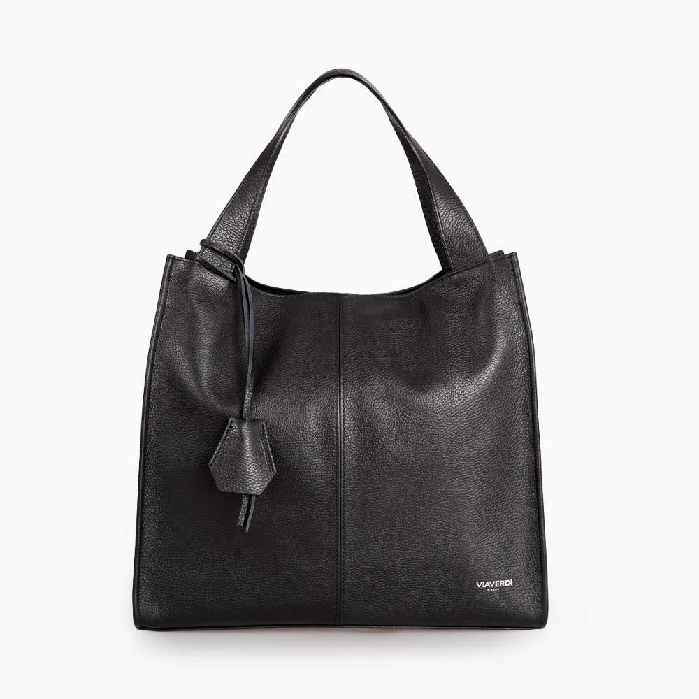 Borsa Tote in Pelle Nera VIAVERDI Made in Italy