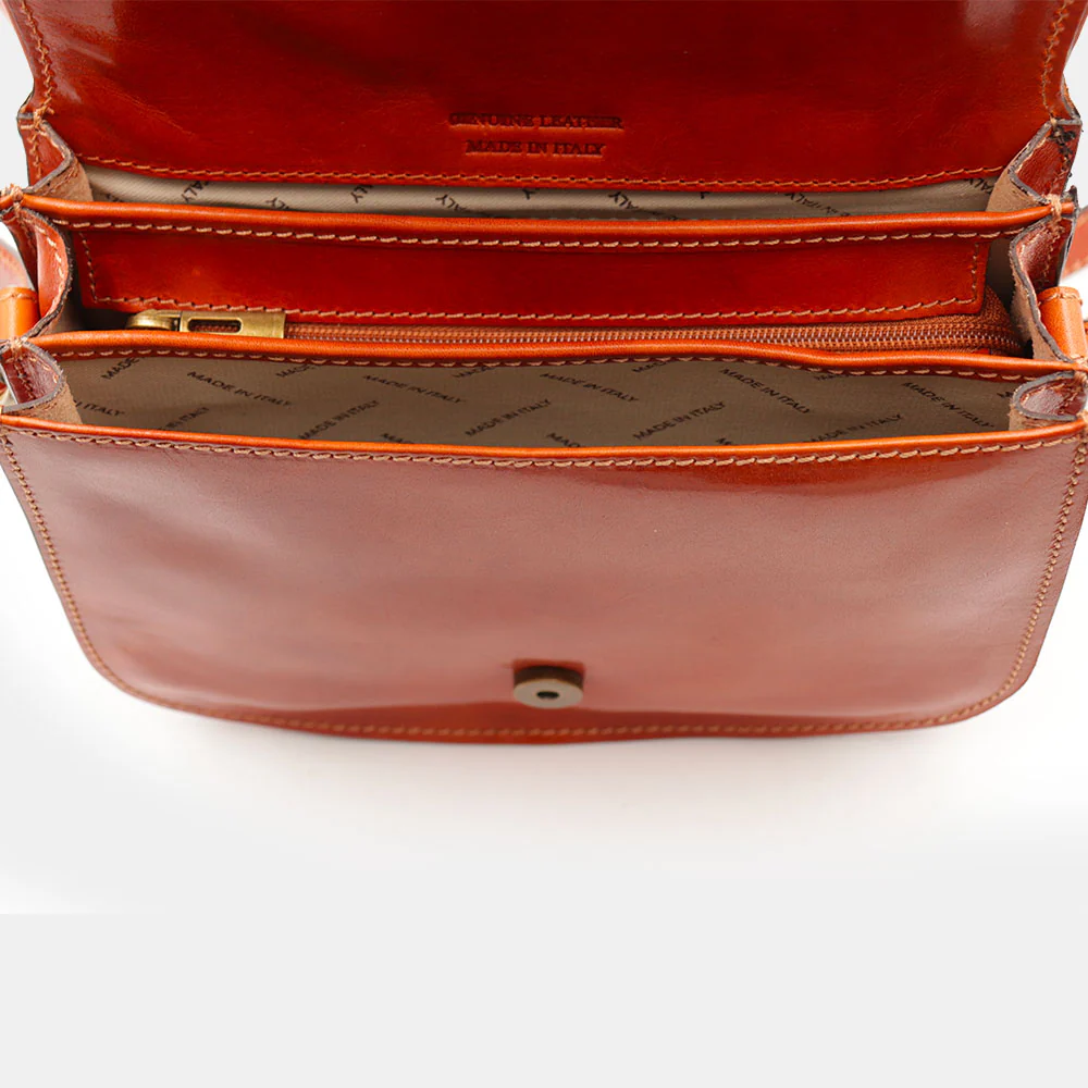 Borsa Tracolla VIAVERDI in Pelle color Cuoio Made in Italy linea Firenze - Image 11