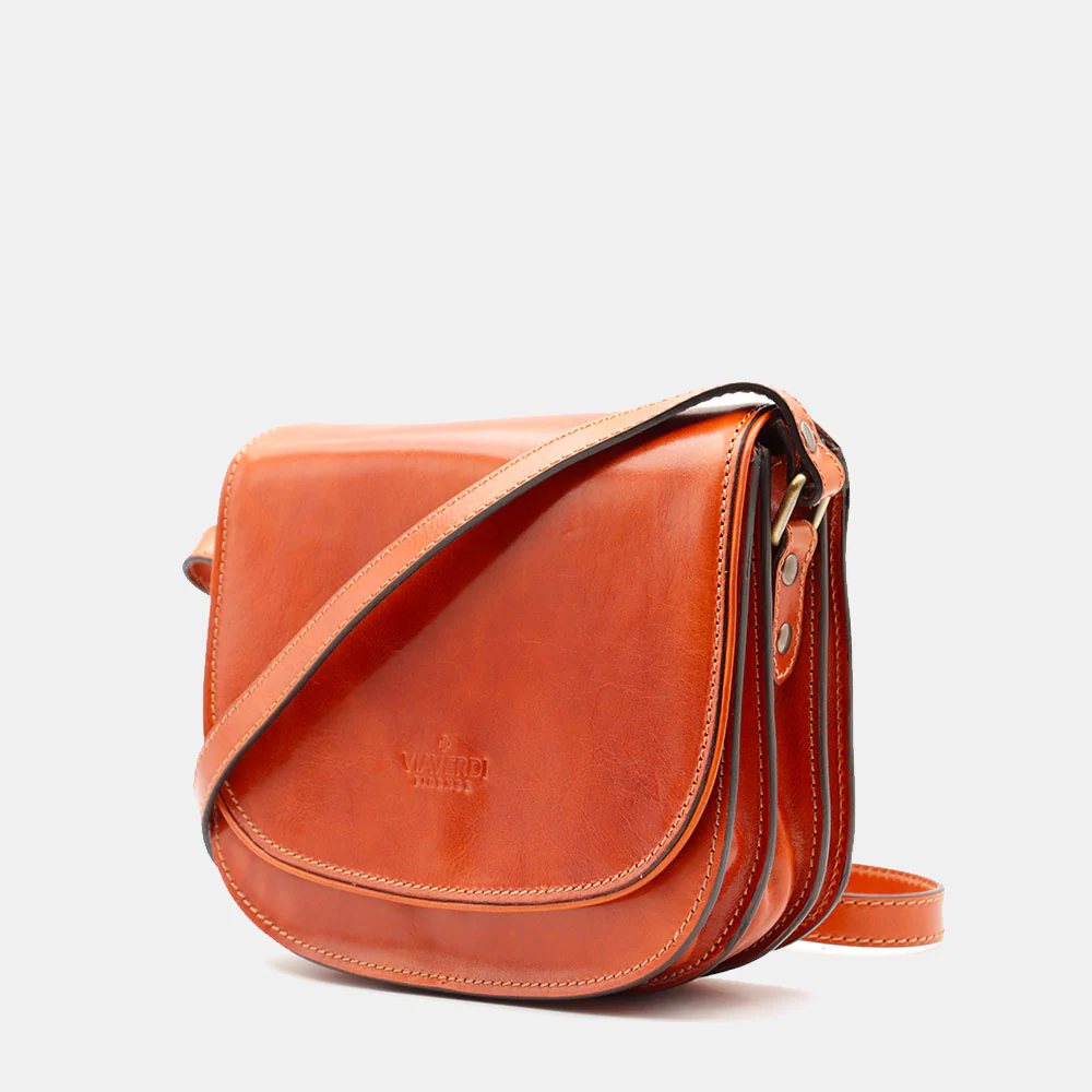 Borsa Tracolla VIAVERDI in Pelle color Cuoio Made in Italy linea Firenze - Image 3