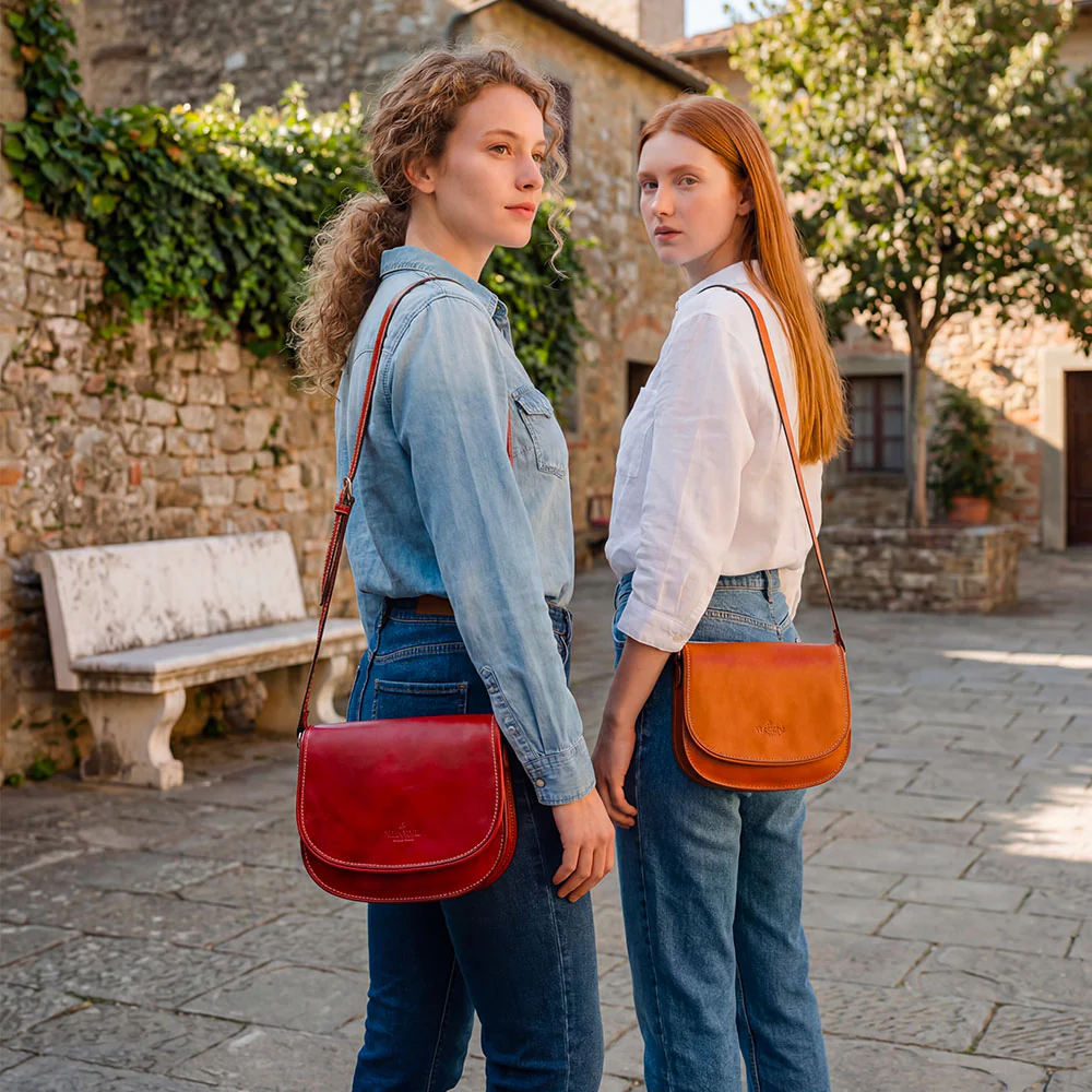 Borsa Tracolla VIAVERDI in Pelle Rossa Made in Italy linea Firenze - Image 2