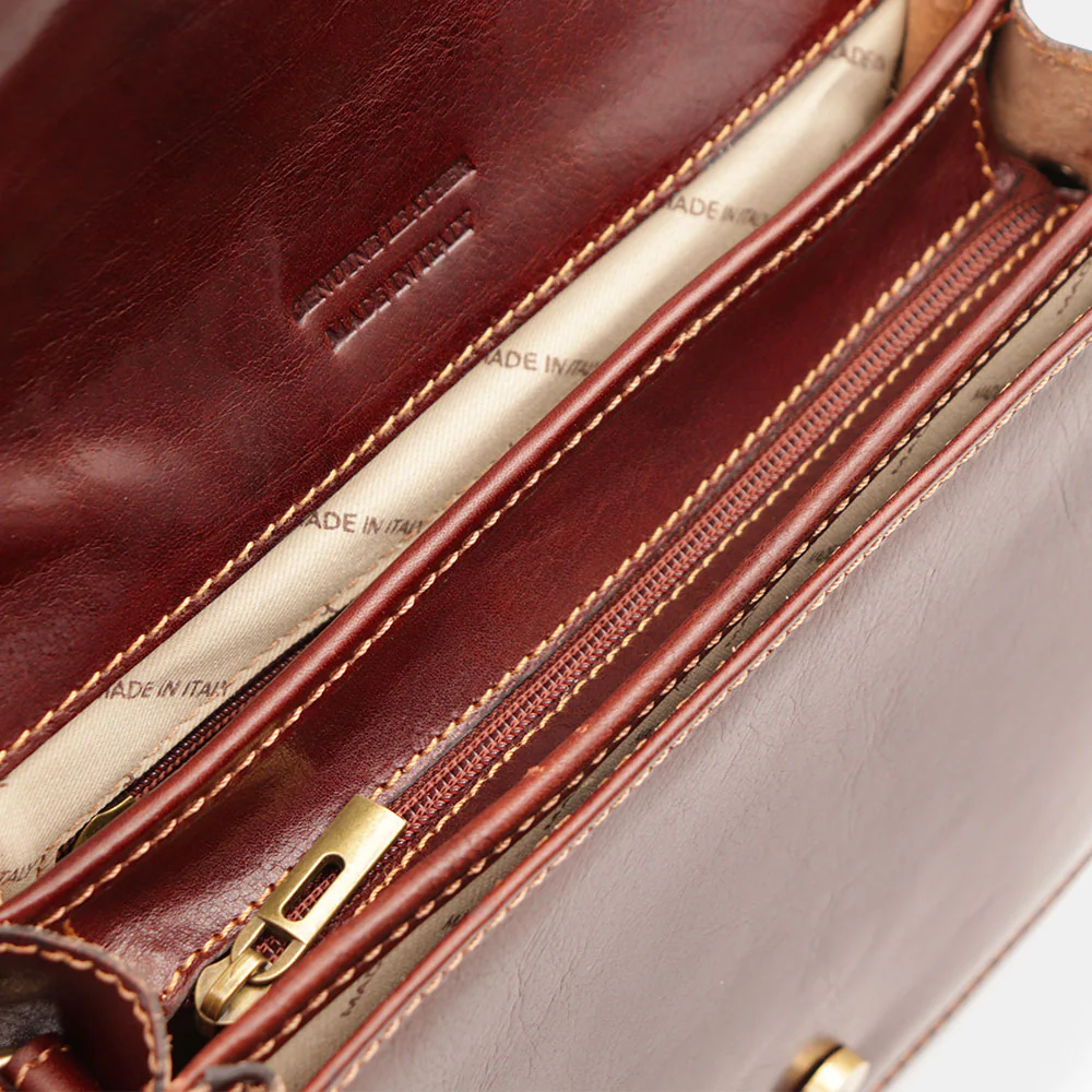 Borsa Tracolla VIAVERDI in Pelle Marrone Made in Italy linea Firenze - Image 10