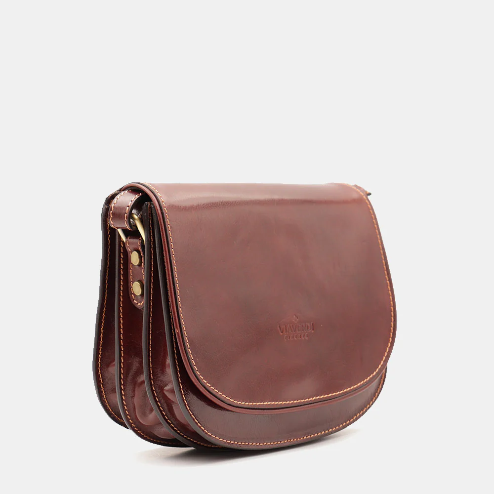 Borsa Tracolla VIAVERDI in Pelle Marrone Made in Italy linea Firenze - Image 4