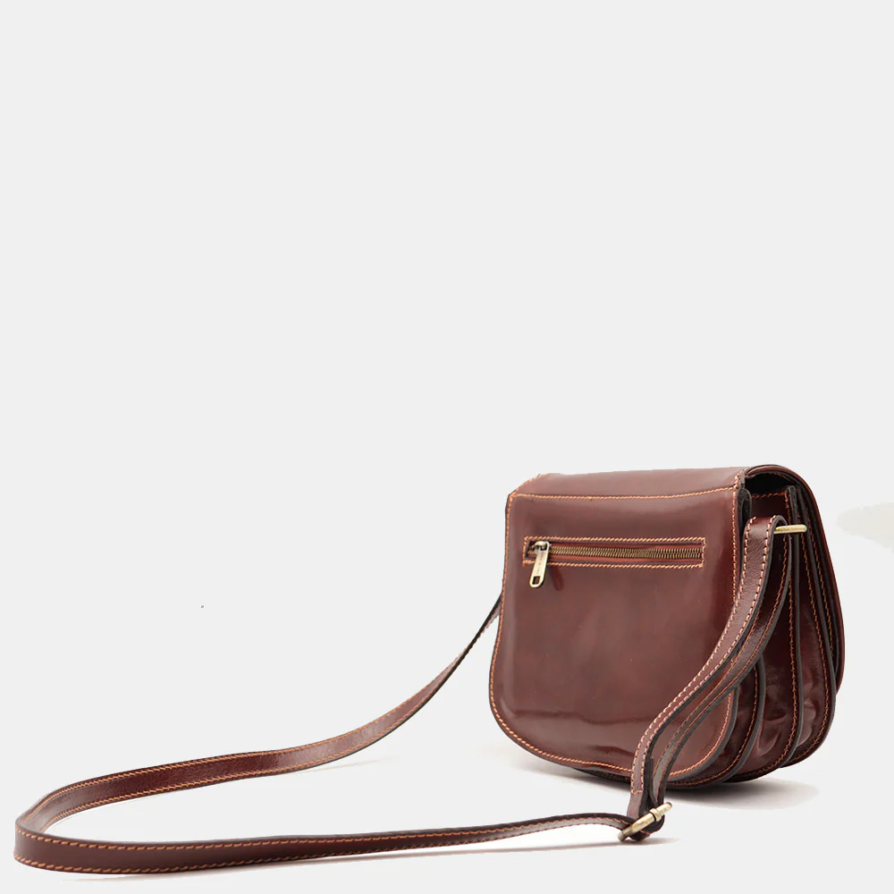 Borsa Tracolla VIAVERDI in Pelle Marrone Made in Italy linea Firenze - Image 8