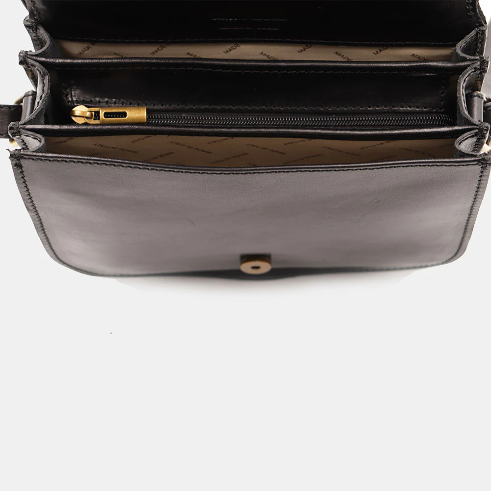 Borsa Tracolla VIAVERDI in Pelle Nera Made in Italy linea Firenze - Image 11