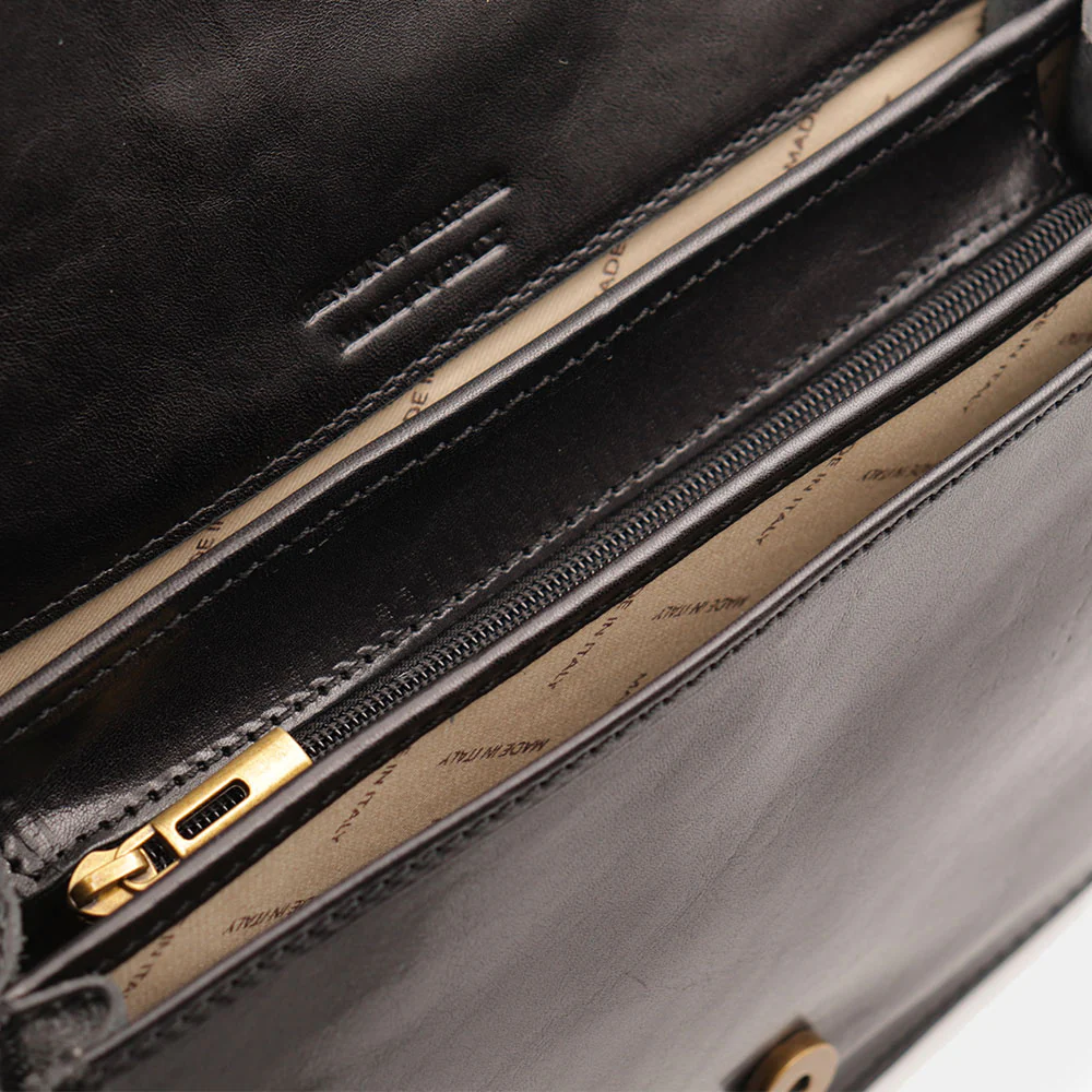 Borsa Tracolla VIAVERDI in Pelle Nera Made in Italy linea Firenze - Image 12