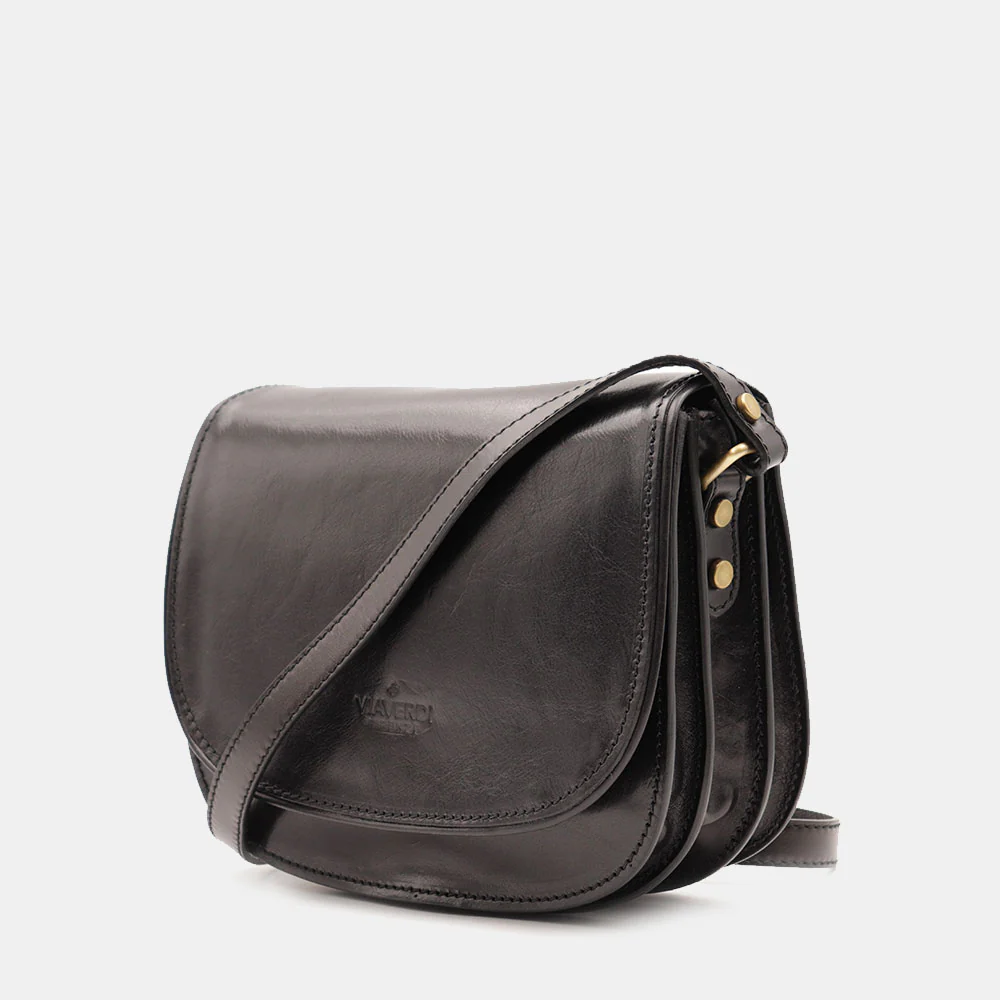 Borsa Tracolla VIAVERDI in Pelle Nera Made in Italy linea Firenze - Image 3