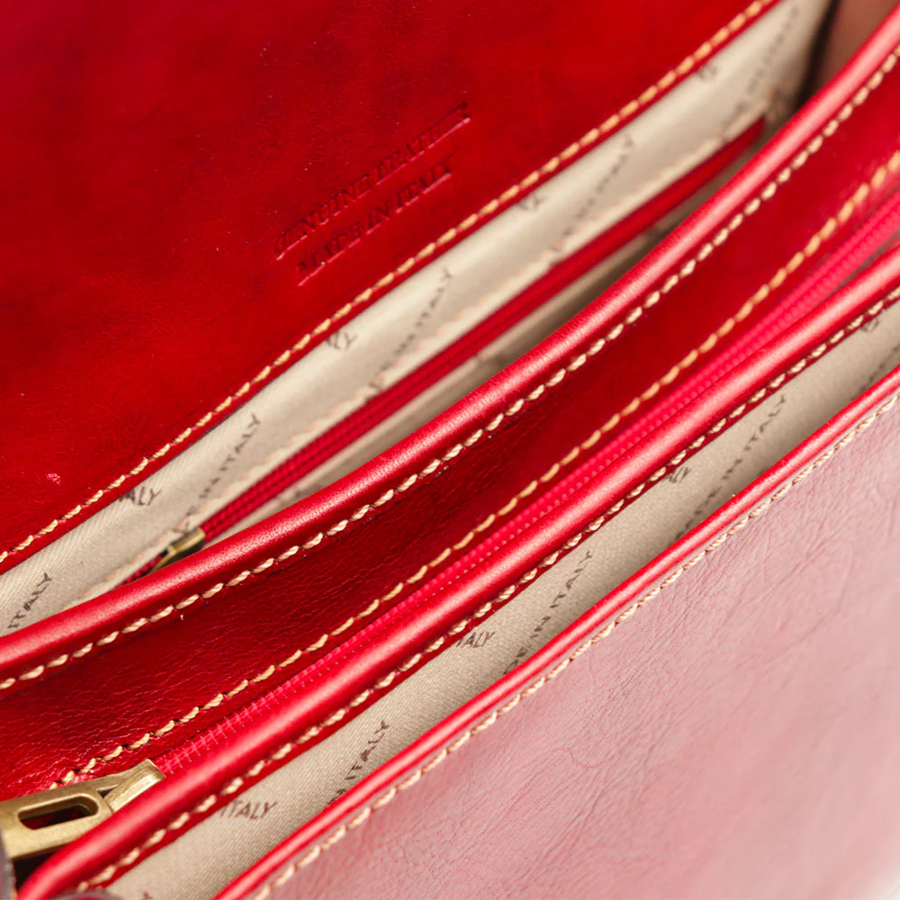 Borsa Tracolla VIAVERDI in Pelle Rossa Made in Italy linea Firenze - Image 10