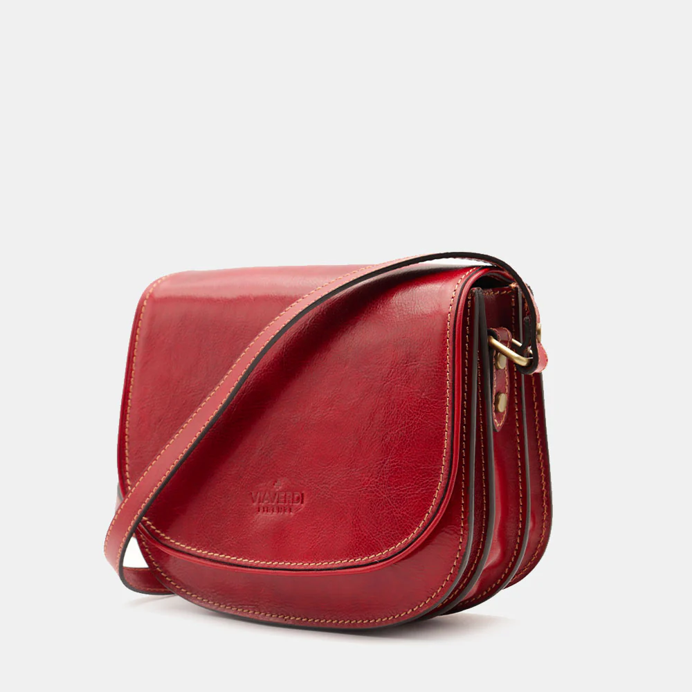 Borsa Tracolla VIAVERDI in Pelle Rossa Made in Italy linea Firenze - Image 3