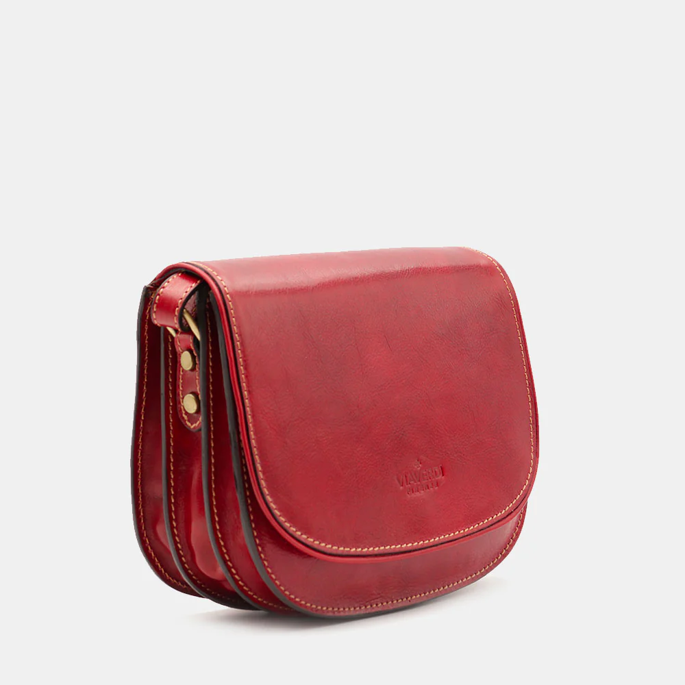 Borsa Tracolla VIAVERDI in Pelle Rossa Made in Italy linea Firenze - Image 4