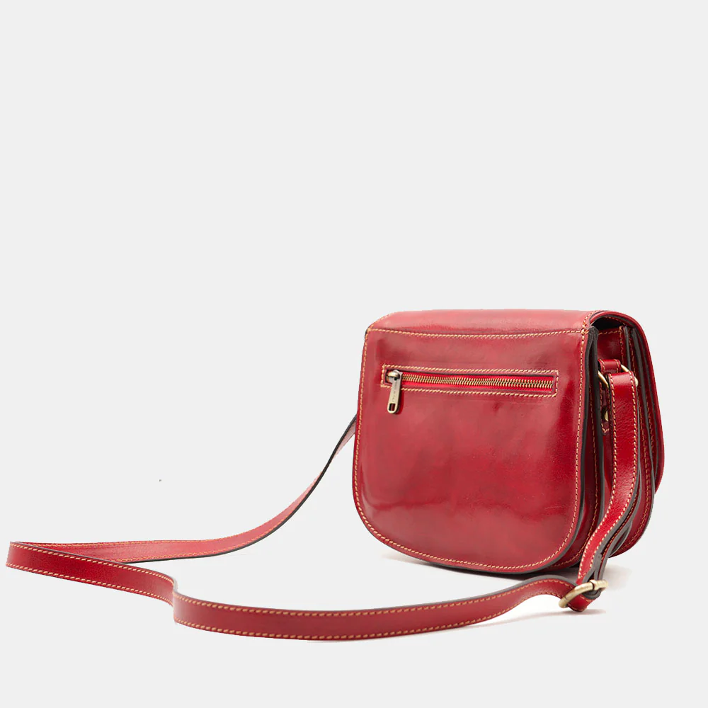 Borsa Tracolla VIAVERDI in Pelle Rossa Made in Italy linea Firenze - Image 6
