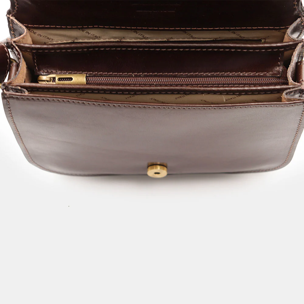 Borsa Tracolla VIAVERDI in Pelle Testa di Moro Made in Italy linea Firenze - Image 11