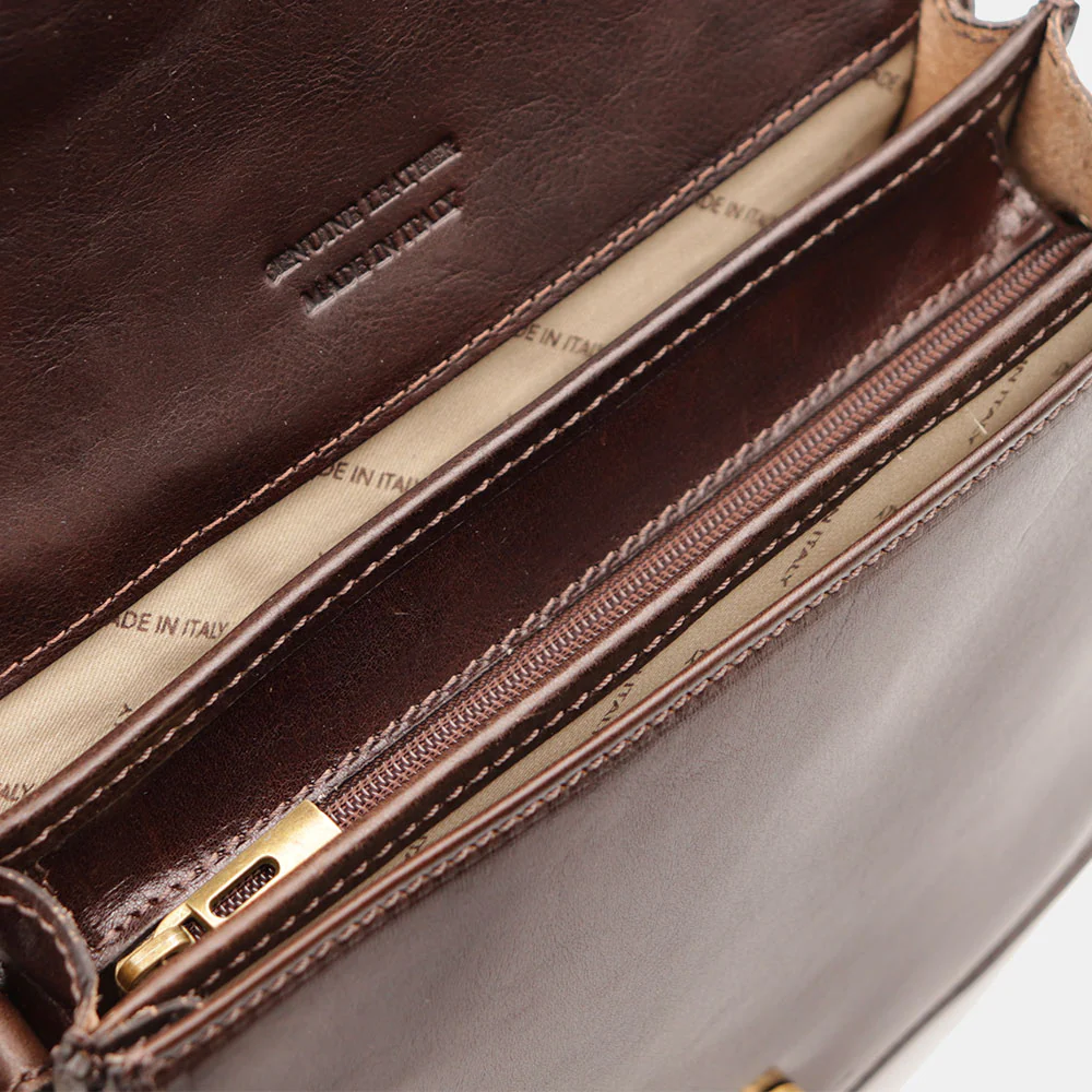 Borsa Tracolla VIAVERDI in Pelle Testa di Moro Made in Italy linea Firenze - Image 12