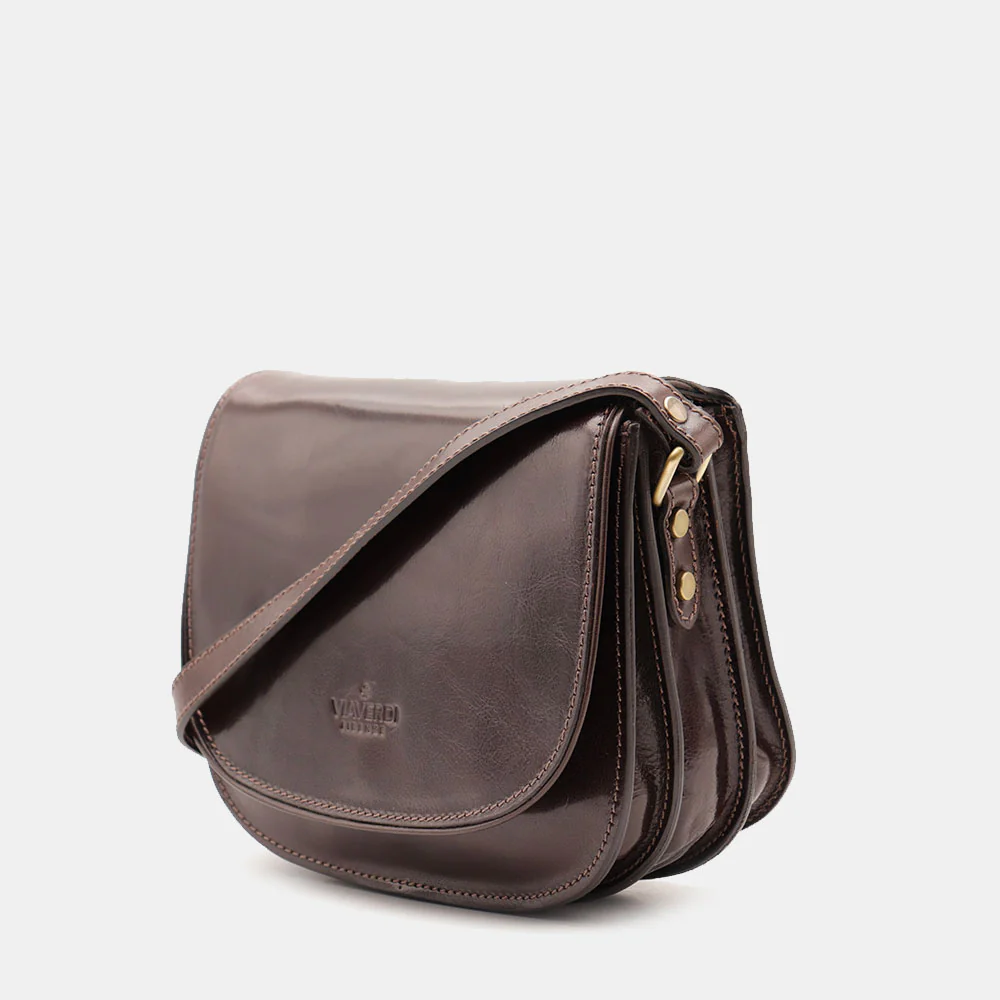 Borsa Tracolla VIAVERDI in Pelle Testa di Moro Made in Italy linea Firenze - Image 3