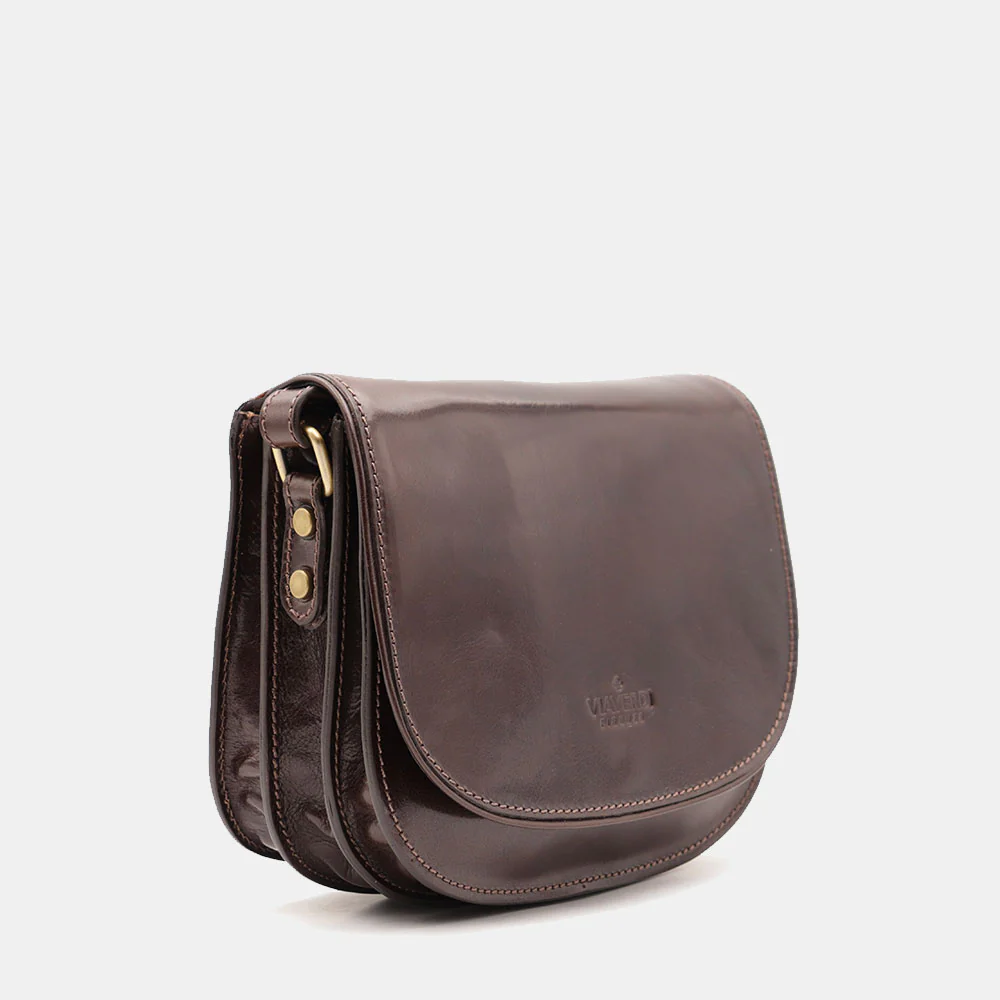 Borsa Tracolla VIAVERDI in Pelle Testa di Moro Made in Italy linea Firenze - Image 5