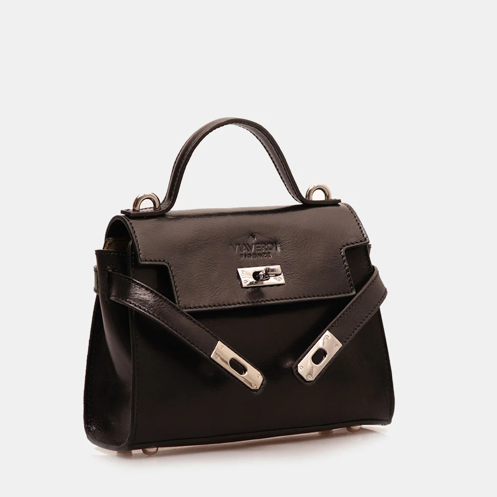 Borsa VIAVERDI in Pelle Nera Made in Italy linea Firenze - Image 2