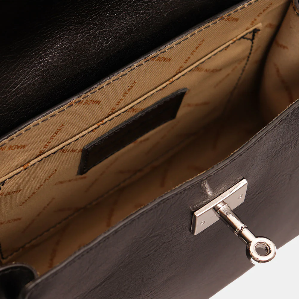 Borsa VIAVERDI in Pelle Nera Made in Italy linea Firenze - Image 5