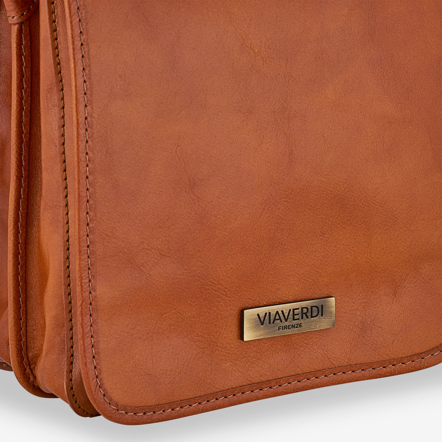 Borsello in Pelle color Cuoio VIAVERDI Made in Italy - Image 3