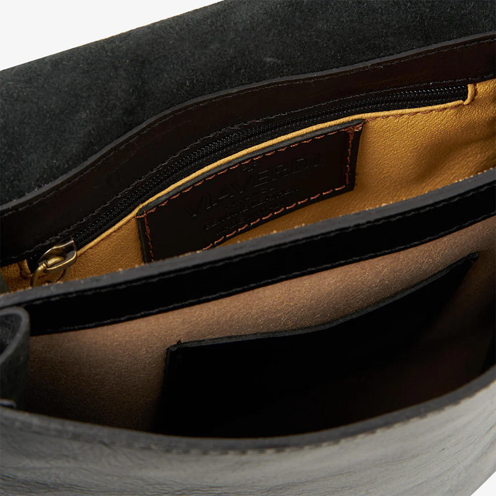 Borsello in Pelle Nera VIAVERDI Made in Italy - Image 4