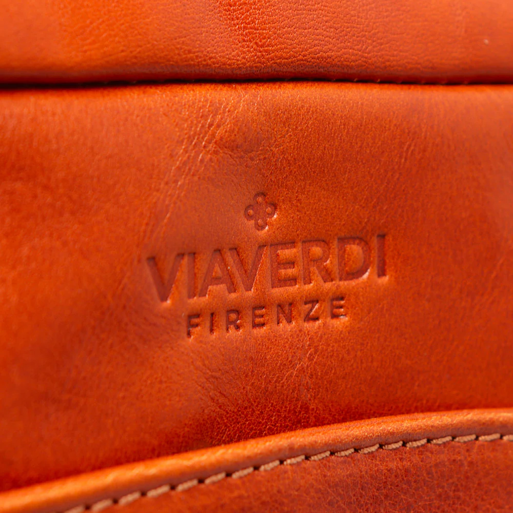 Borsello Uomo in Pelle color Cuoio VIAVERDI Made in Italy Linea Firenze - Image 11