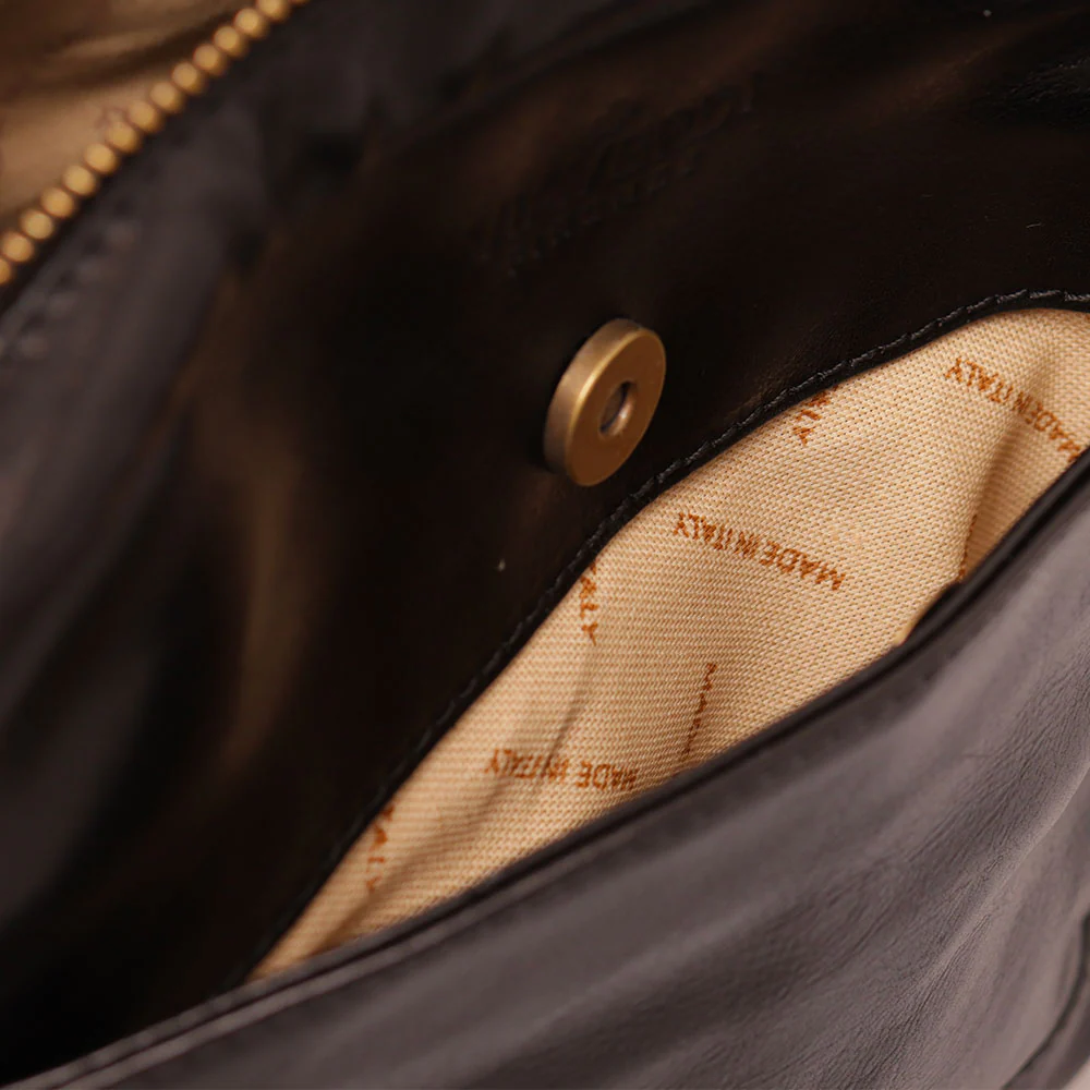 Borsello Uomo in Pelle Nero VIAVERDI Made in Italy Linea Firenze - Image 3