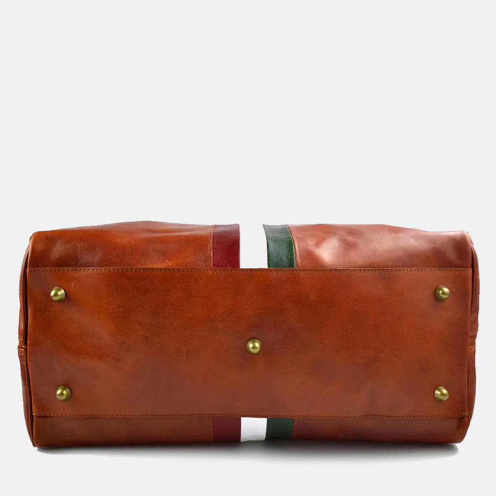 Borsone da Viaggio in Pelle color Cuoio VIAVERDI Made in Italy Linea Firenze - Image 11