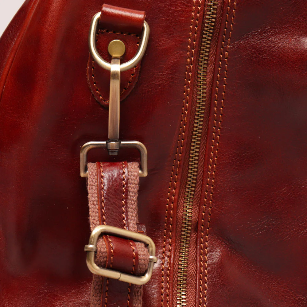 Borsone da Viaggio in Pelle Marrone VIAVERDI Made in Italy Linea Firenze - Image 11