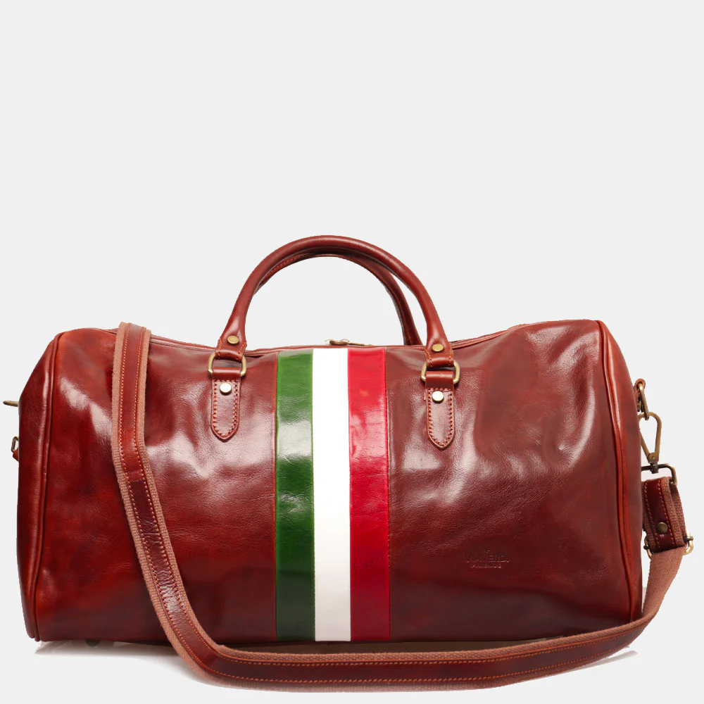 Borsone da Viaggio in Pelle Marrone VIAVERDI Made in Italy Linea Firenze - Image 3