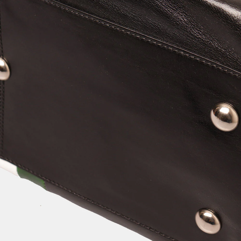 Borsone da Viaggio in Pelle Nero VIAVERDI Made in Italy Linea Firenze - Image 12