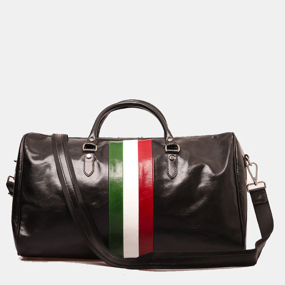 Borsone da Viaggio in Pelle Nero VIAVERDI Made in Italy Linea Firenze - Image 3