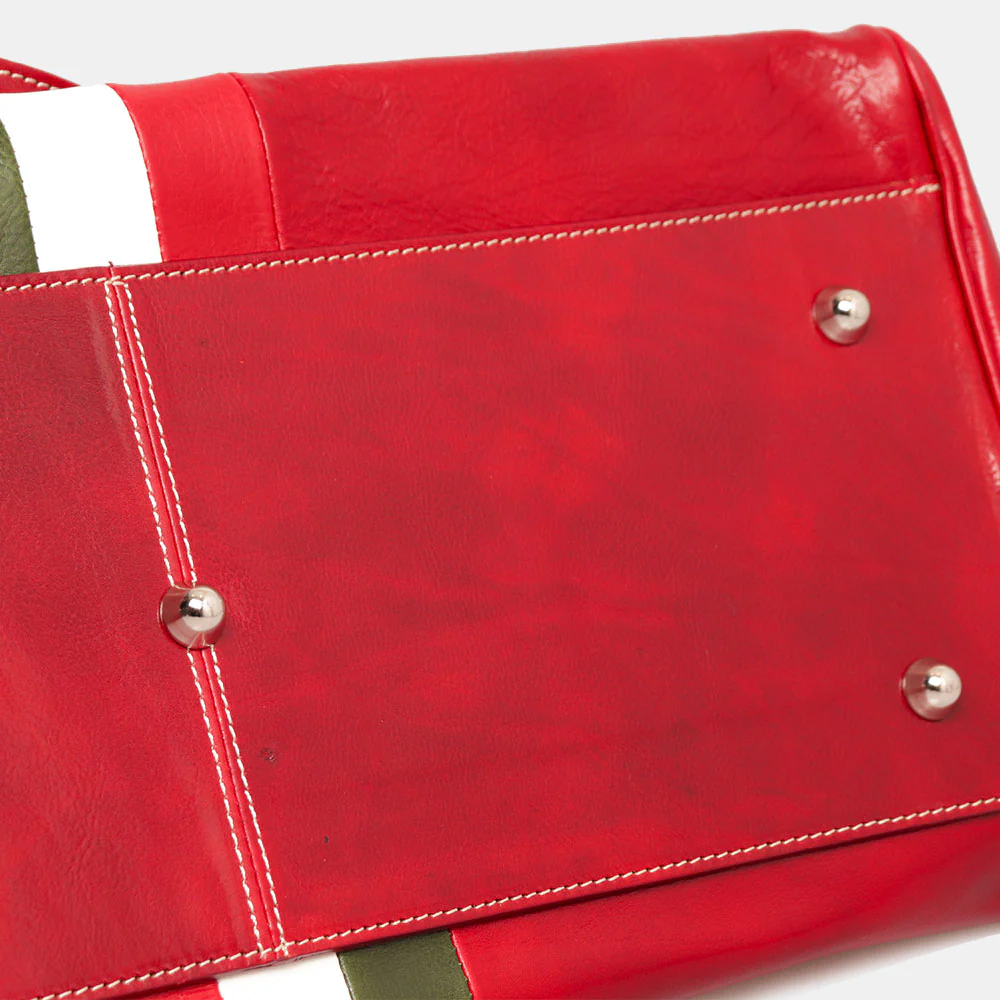 Borsone da Viaggio in Pelle Rosso VIAVERDI Made in Italy Linea Firenze - Image 8