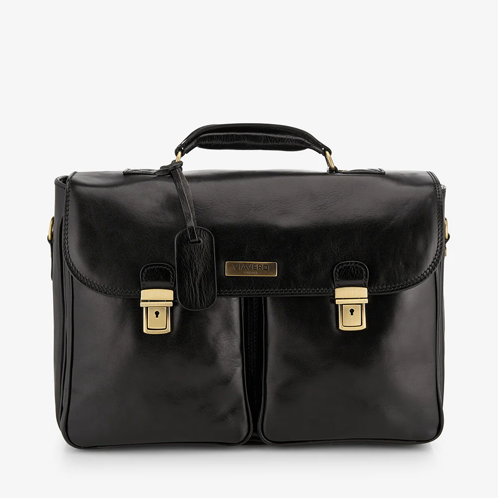 Cartella da Lavoro in Pelle Nera VIAVERDI Made in Italy linea Firenze