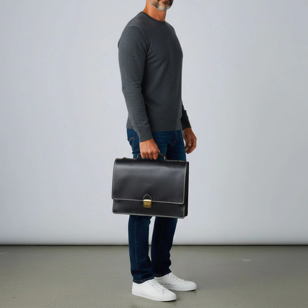 Cartella in Pelle Blu VIAVERDI Made in Italy - 2 Soffietti porta Pc 15.6 - Image 11