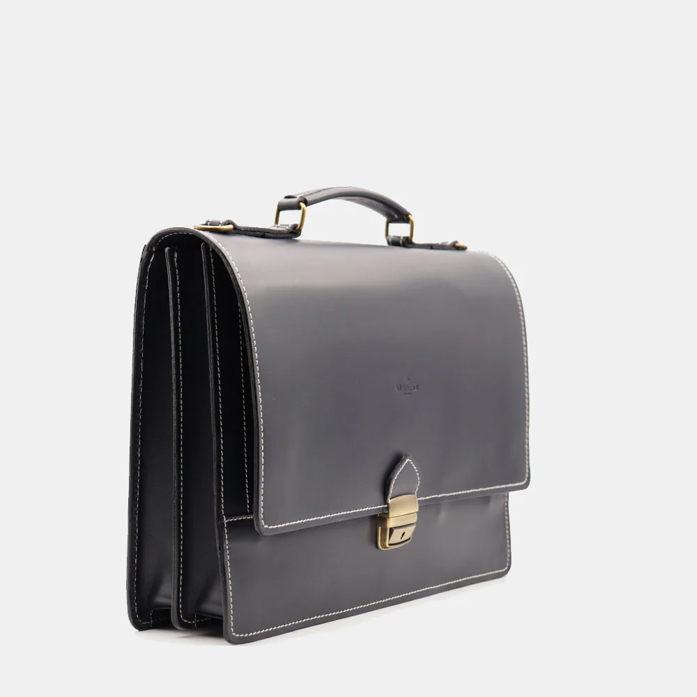 Cartella in Pelle Blu VIAVERDI Made in Italy - 2 Soffietti porta Pc 15.6 - Image 4
