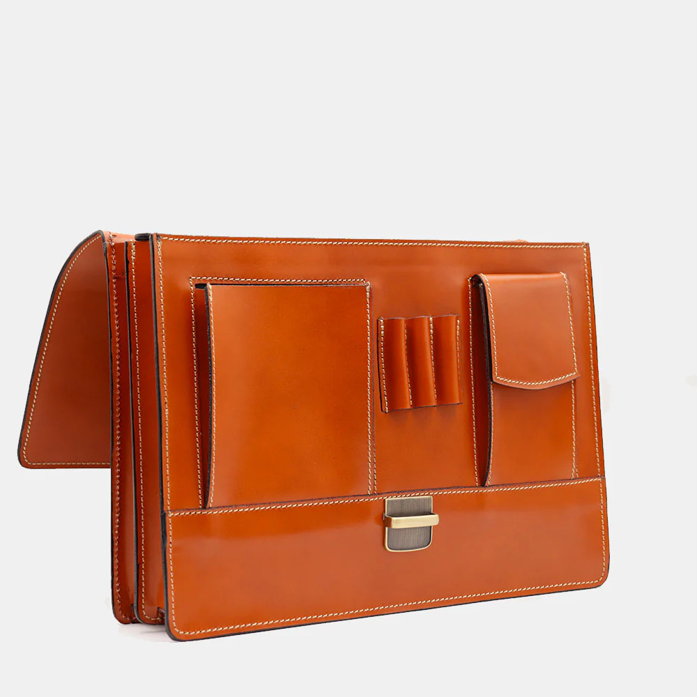 Cartella in Pelle color Cuoio VIAVERDI Made in Italy - 2 Soffietti porta Pc 15.6 - Image 6
