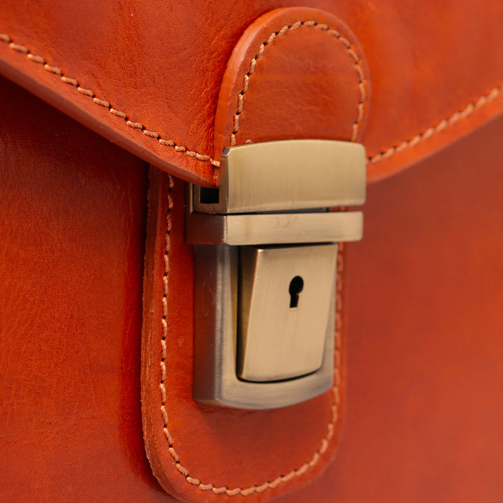 Cartella in Pelle Color Cuoio VIAVERDI Made in Italy Linea Firenze a 3 Soffietti Pc 15.6 - Image 7