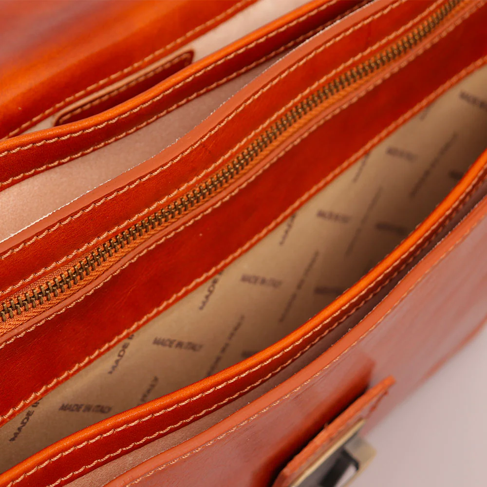 Cartella in Pelle Color Cuoio VIAVERDI Made in Italy Linea Firenze a 3 Soffietti Pc 15.6 - Image 8