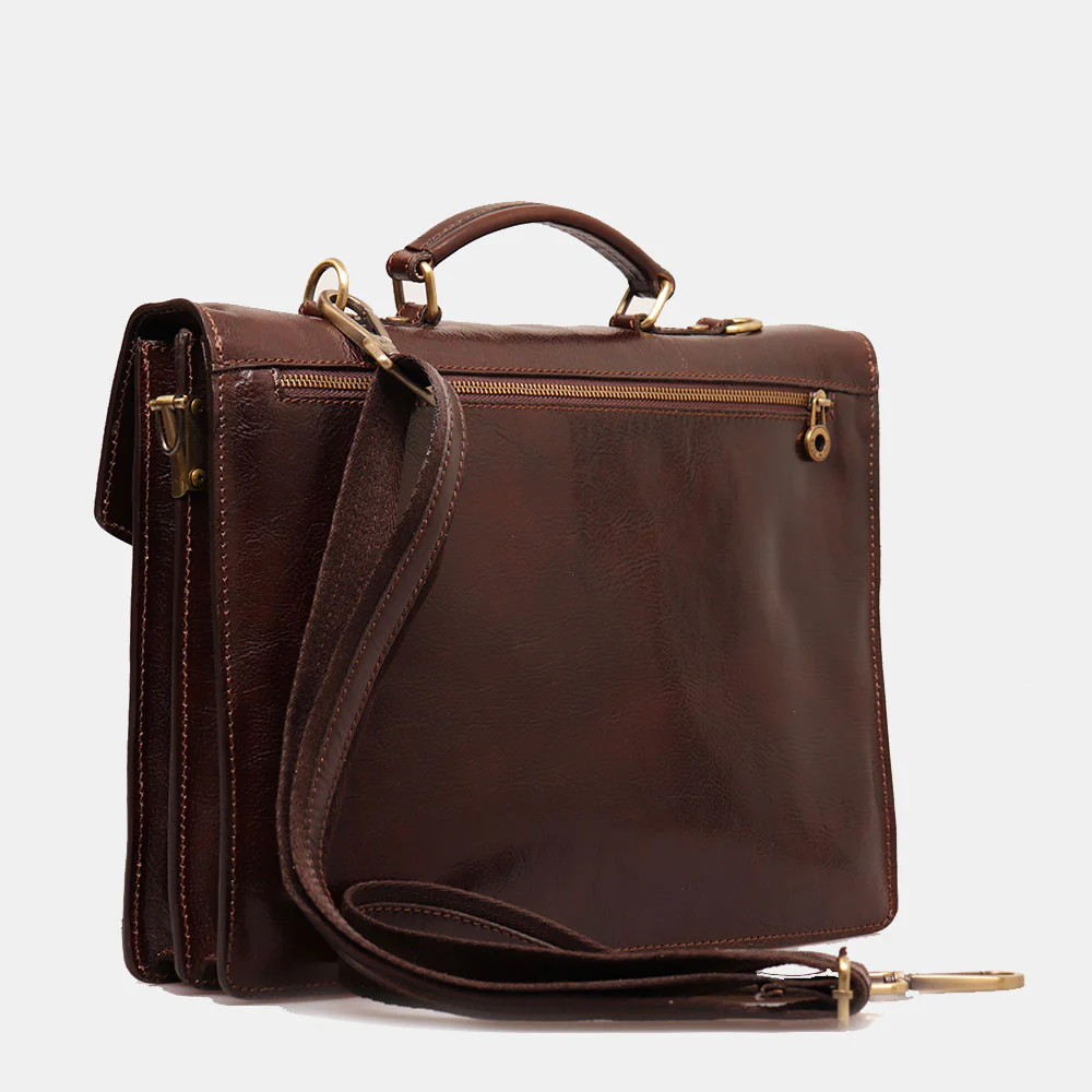 Cartella in Pelle Marrone VIAVERDI Made in Italy Linea Firenze a 3 Soffietti Pc 15.6 - Image 3
