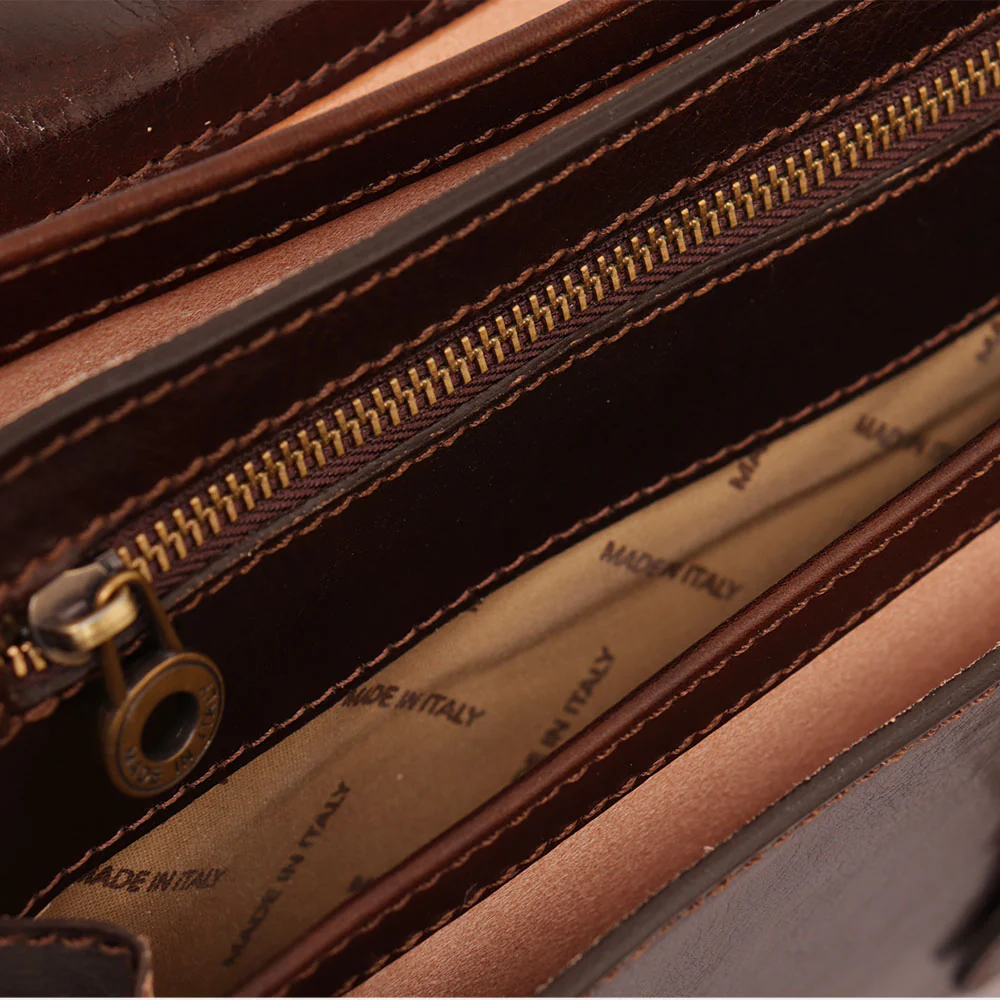 Cartella in Pelle Marrone VIAVERDI Made in Italy Linea Firenze a 3 Soffietti Pc 15.6 - Image 7