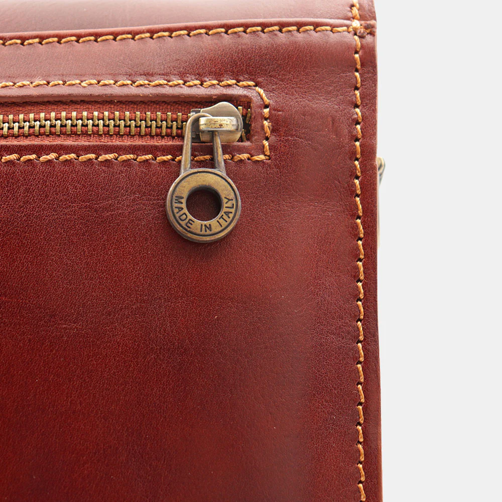 Cartella in Pelle Marrone VIAVERDI Made in Italy Linea Firenze a 3 Soffietti Pc 15.6 - Image 12