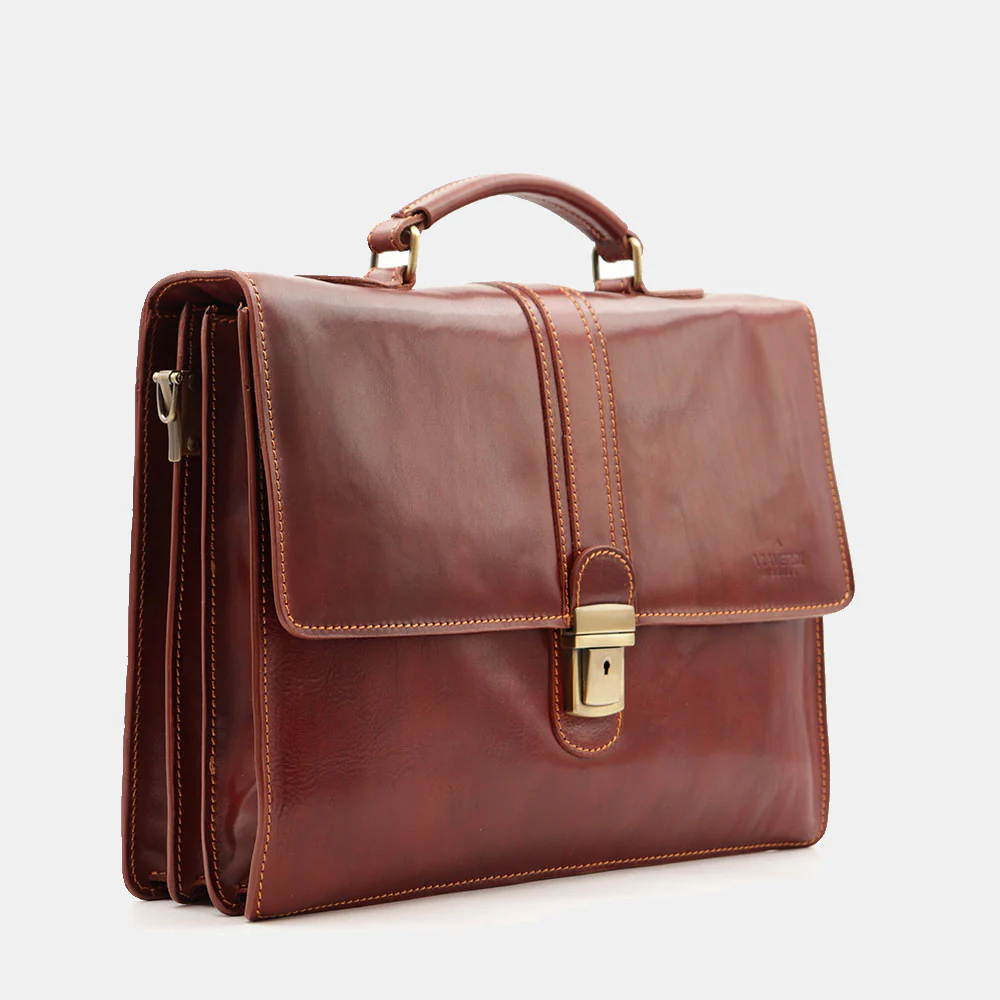 Cartella in Pelle Marrone VIAVERDI Made in Italy Linea Firenze a 3 Soffietti Pc 15.6 - Image 4